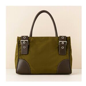 Prada Tote Bag Womens Leather Nylon Handbag Purse Made In Italy